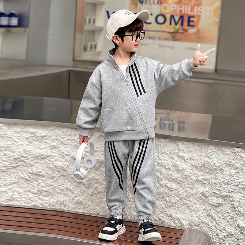 Boys' Spring Wear Suit Children'S Western Style Internet Celebrity Handsome Sweatshirt Baby Two-Piece Set - Image 5