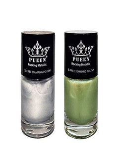PUEEN Rocking Metallic Nail Art Stamping Polish Most Wanted Color Collection - (601 - Silver Dust + 603 - Golden Delicious) 12Ml Each - Bh000871  - Image 1