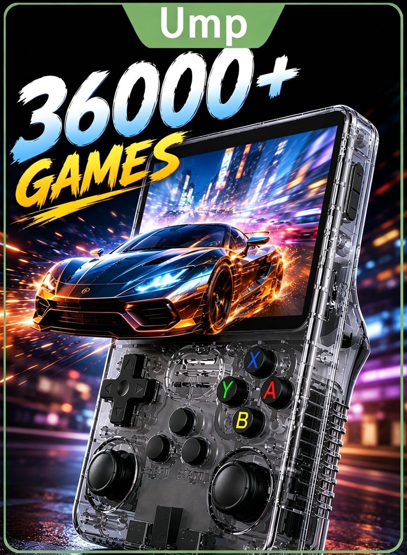 Ump R36S Portable Handheld Game Console, Portable Pocket Arcade,Electronic Game Console,3.5" IPS HD Screen,Built-in 128G Card, 36000+ Games, Linux Open Source System, OTG Function, 256GB TF Card Expandable, Gift for Kids & Adults - Image 1