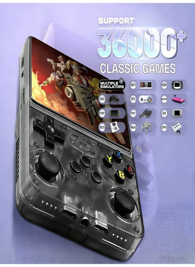 Ump R36S Portable Handheld Game Console, Portable Pocket Arcade,Electronic Game Console,3.5" IPS HD Screen,Built-in 128G Card, 36000+ Games, Linux Open Source System, OTG Function, 256GB TF Card Expandable, Gift for Kids & Adults - Image 2