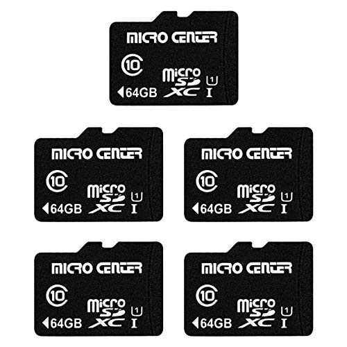Micro Center 64GB Class 10 MicroSDXC Flash Memory Card with Adapter for Mobile Device Storage Phone, Tablet, Drone & Full HD Video Recording - 80MB/s UHS-I, C10, U1 (5 Pack) - Image 1