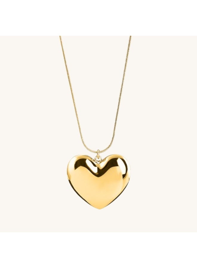 PALMONAS 18k Gold Tone Plated Golden Heart Charm Chain Necklace
 for Women - Image 1