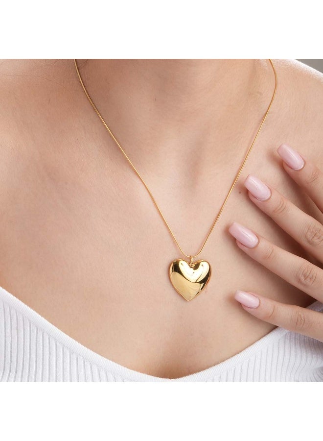 PALMONAS 18k Gold Tone Plated Golden Heart Charm Chain Necklace
 for Women - Image 4