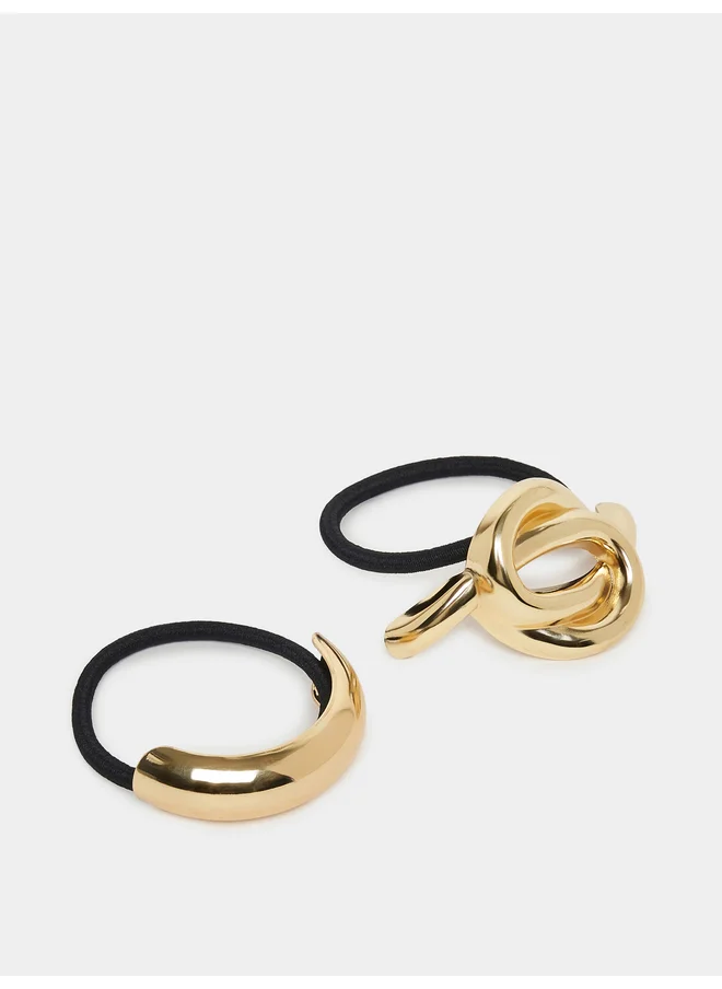 ستايلي Styli Set of 2 - Metal Accent Elasticated Hair Tie