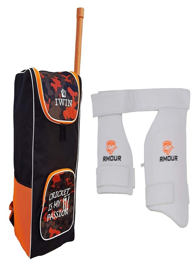 IWIN KITBAG Polyester Passion Cricket Kit Bag with RMOUR Sports Combo Match Cricket Thigh Pad with Towel Back and Towel Adjustable Elastic Straps(Right Hand) (Youth) - Image 1