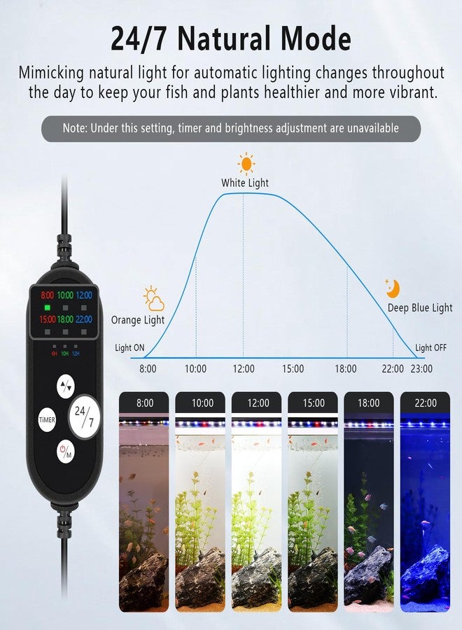 fishkeeper 24/7 Auto-Cycle Smart LED Aquarium Light - 8 Colors RGB Light Custom Timer, IP68 Waterproof, 14W/26W/36W Full Spectrum Fish Tank Light Aquarium Plant Light for 12-43 Inch Tanks - Image 2