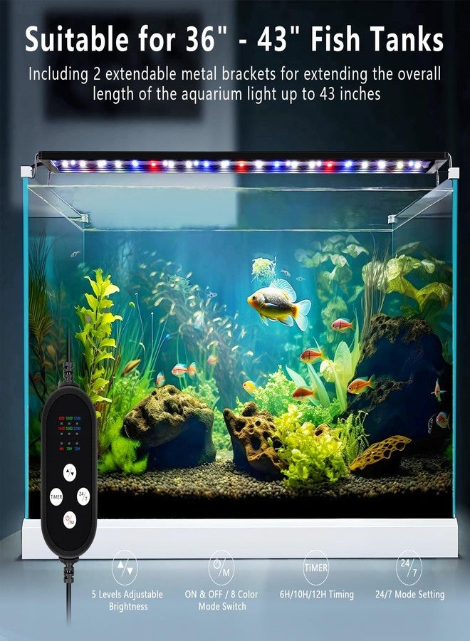 fishkeeper 24/7 Auto-Cycle Smart LED Aquarium Light - 8 Colors RGB Light Custom Timer, IP68 Waterproof, 14W/26W/36W Full Spectrum Fish Tank Light Aquarium Plant Light for 12-43 Inch Tanks - Image 5