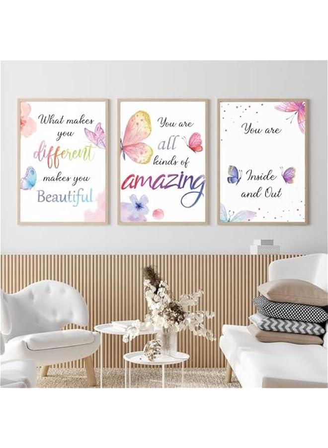 Arabest 9 Set Watercolor erfly Inspirational Quote Wall Poster Prints 8 x 10 Inch erfly Motivational Saying Woman Room Decor Pictures Decor Wall Decals with 30 Glue Point Dots  - Image 3