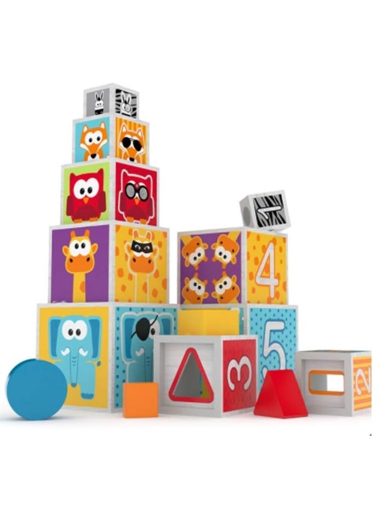جي'أدور مجموعة هدايا للأطفال 3 في 1 من خشب الطبيعة مع مكعبات تعشيش لأصدقاء الحيوانات ولغز الأبجدية - Image 2