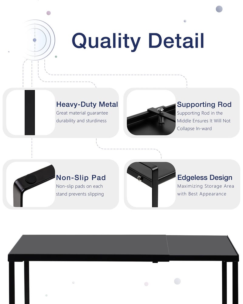 Nxconsu Cabinet Shelf Expandable Organizer Riser Rack For Kitchen Pantry Cupboard Under Sink Countertop Home Organization Extra Storage Space Saver Heavy Duty Metal Edgeless Design Black - Image 3
