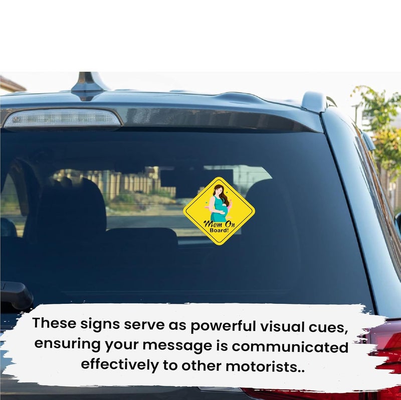 Stickloop Bump On Board and Baby On Board Car Sticker | Pregnant Women and Kids Safety Sign Window Sticker for Vehicle Glass (Baby & Mom On Board) - Image 3
