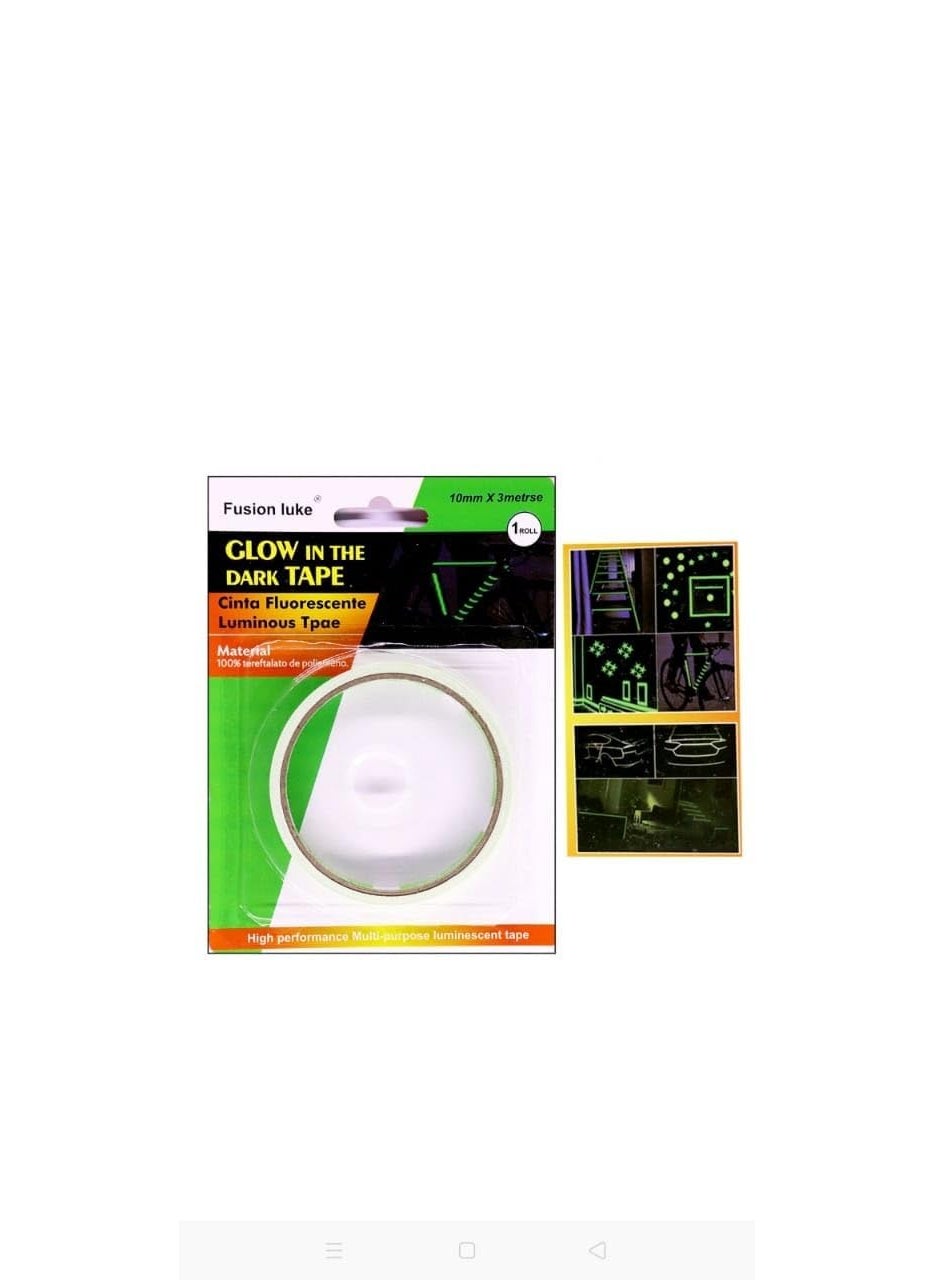 ART RANGER Art Ranger Glow in The Dark Tape Night Glow Radium Sticker 10 mm x 3 Meters Pack Of 1 Transparent  - Image 3