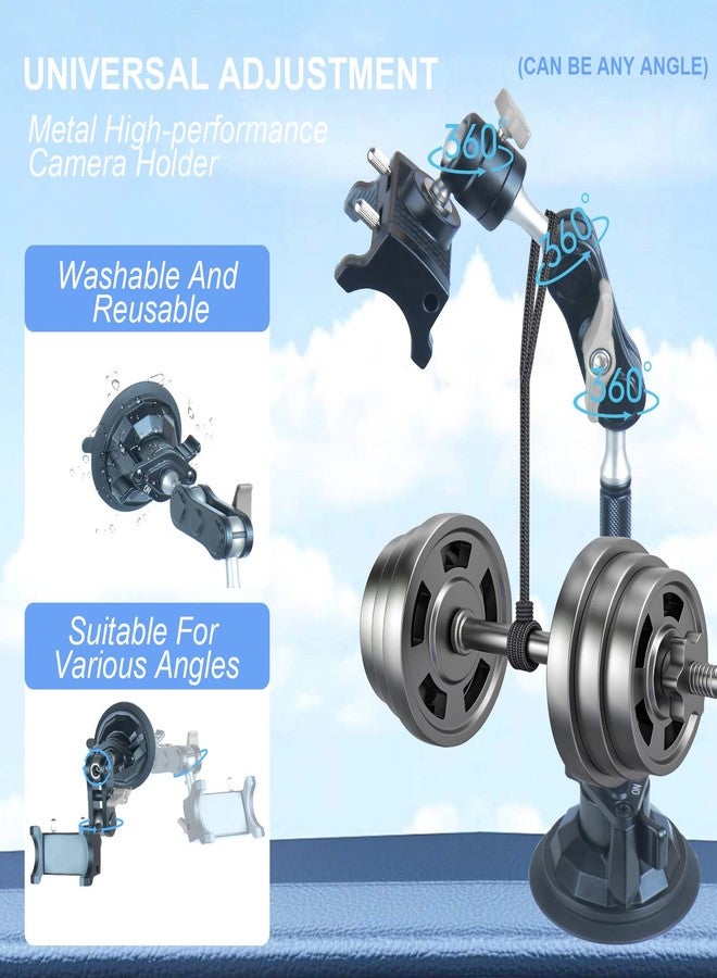 leepiya Universal Ball Head Arm for Phone 360 Adjustable Car Suction Phone Holder with Remote Control Shooting Windshield Phone Mount for Car Cell Phone Holder Stand for Video Recording - Image 3