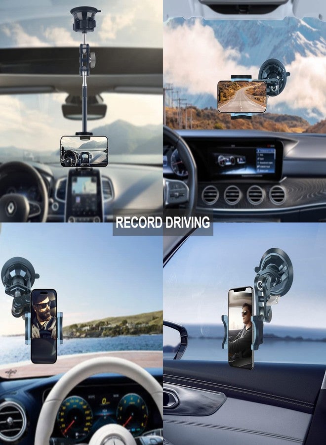 leepiya Universal Ball Head Arm for Phone 360 Adjustable Car Suction Phone Holder with Remote Control Shooting Windshield Phone Mount for Car Cell Phone Holder Stand for Video Recording - Image 5