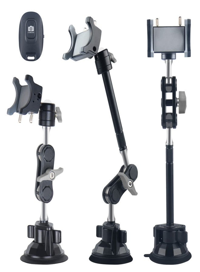 leepiya Universal Ball Head Arm for Phone 360 Adjustable Car Suction Phone Holder with Remote Control Shooting Windshield Phone Mount for Car Cell Phone Holder Stand for Video Recording - Image 1