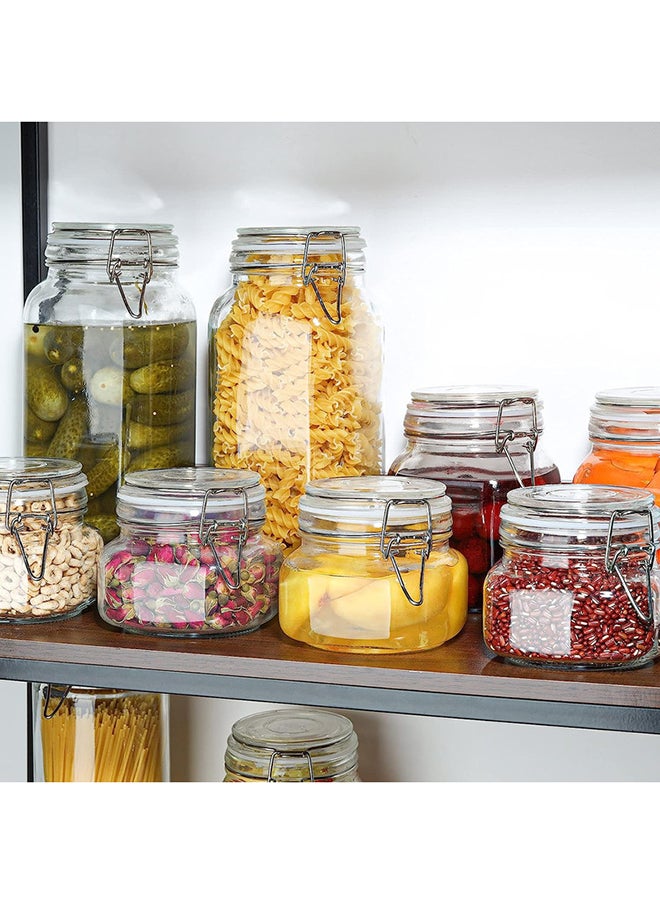 Mash - 3 Pieces Clip Jar Big 78oz Glass Food Storage Jars with Airtight Clamp Lids, Air Tight 2300ml Clear Preserving Seal Wide Mouth Containers with Wire Clips Fastening Large Kitchen - Image 1