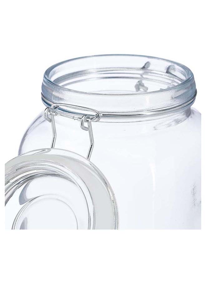 Mash - 3 Pieces Clip Jar Big 78oz Glass Food Storage Jars with Airtight Clamp Lids, Air Tight 2300ml Clear Preserving Seal Wide Mouth Containers with Wire Clips Fastening Large Kitchen - Image 1