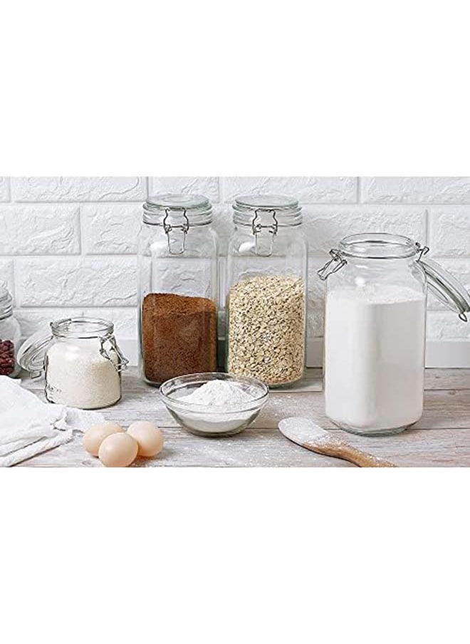 Mash - 3 Pieces Clip Jar Big 78oz Glass Food Storage Jars with Airtight Clamp Lids, Air Tight 2300ml Clear Preserving Seal Wide Mouth Containers with Wire Clips Fastening Large Kitchen - Image 1