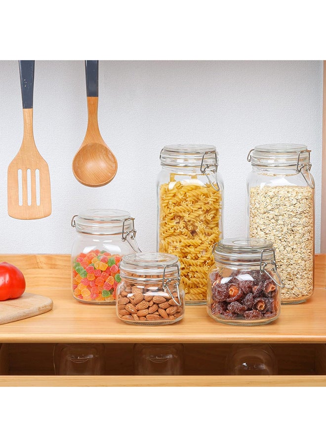 Mash - 3 Pieces Clip Jar Big 78oz Glass Food Storage Jars with Airtight Clamp Lids, Air Tight 2300ml Clear Preserving Seal Wide Mouth Containers with Wire Clips Fastening Large Kitchen - Image 1