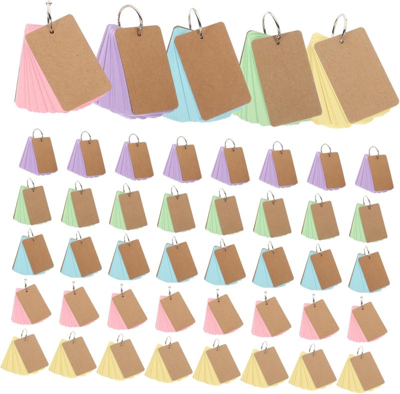 50 Sheets Pink Index Cards Ring Notebook Diy Flash Cards for Study Vintage Material - Image 1