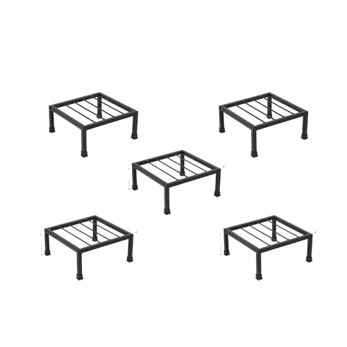 TechSrmaji Metal Plant Stand for Balcony, Set of 5 Pot Stands for Outdoor and Indoor Plants, Heavy Duty Rust-Free Iron, Gamla Stand (Black) - Image 1