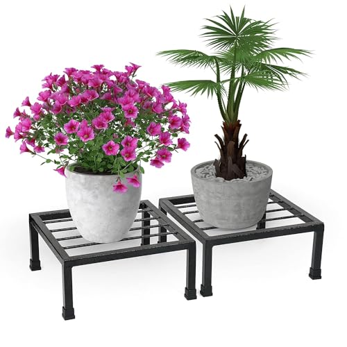 TechSrmaji Metal Plant Stand for Balcony, Set of 5 Pot Stands for Outdoor and Indoor Plants, Heavy Duty Rust-Free Iron, Gamla Stand (Black) - Image 4