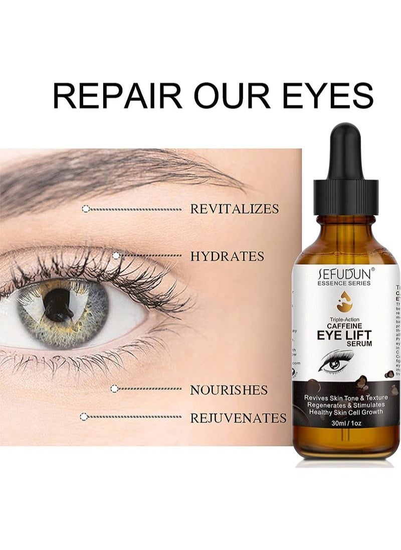 Sefudun - Caffeine Eye Serum, Vitamin C, Hyaluronic Acid, Collagen, and Caffeine to Firm and Reduce Puffiness, Dark Circles, Wrinkles, and Fine Lines Around the Eyes, 30 ML/1 Fl. oz. - Image 1
