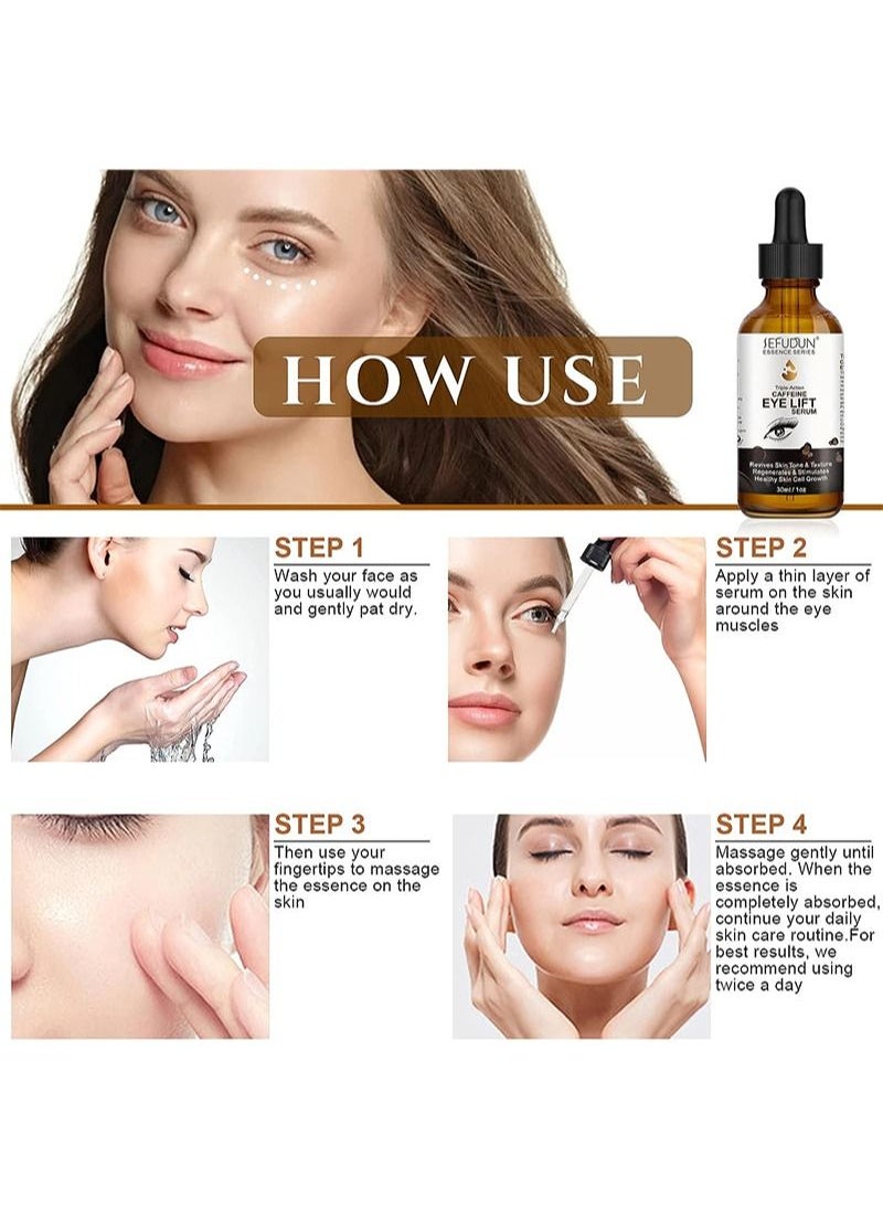 Sefudun - Caffeine Eye Serum, Vitamin C, Hyaluronic Acid, Collagen, and Caffeine to Firm and Reduce Puffiness, Dark Circles, Wrinkles, and Fine Lines Around the Eyes, 30 ML/1 Fl. oz. - Image 1