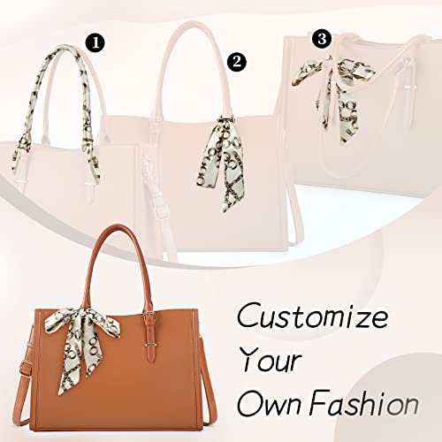 IGOLUMON Laptop Bag for Women 15.6 inch Waterproof Laptop Tote Work Bag Leather Computer Tote Briefcase Bag Office Professional Large Capacity Handbag School Shoulder Bag Brown - Image 4