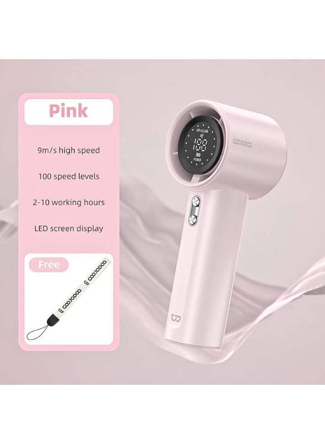 GOOJODOQ GFS001 High Speed Handheld Fan with LED Display, 100 Wind Gears, Pink - Image 2