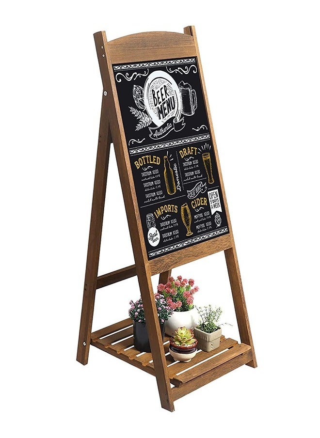 Generic - Magnetic Chalkboard Sign with Shelf Wood A Frame Chalkboard Message Chalk Board Dry Erase Blackboard with Easel Rustic Sidewalk Display for Business Restaurant Wedding Brown - Image 1