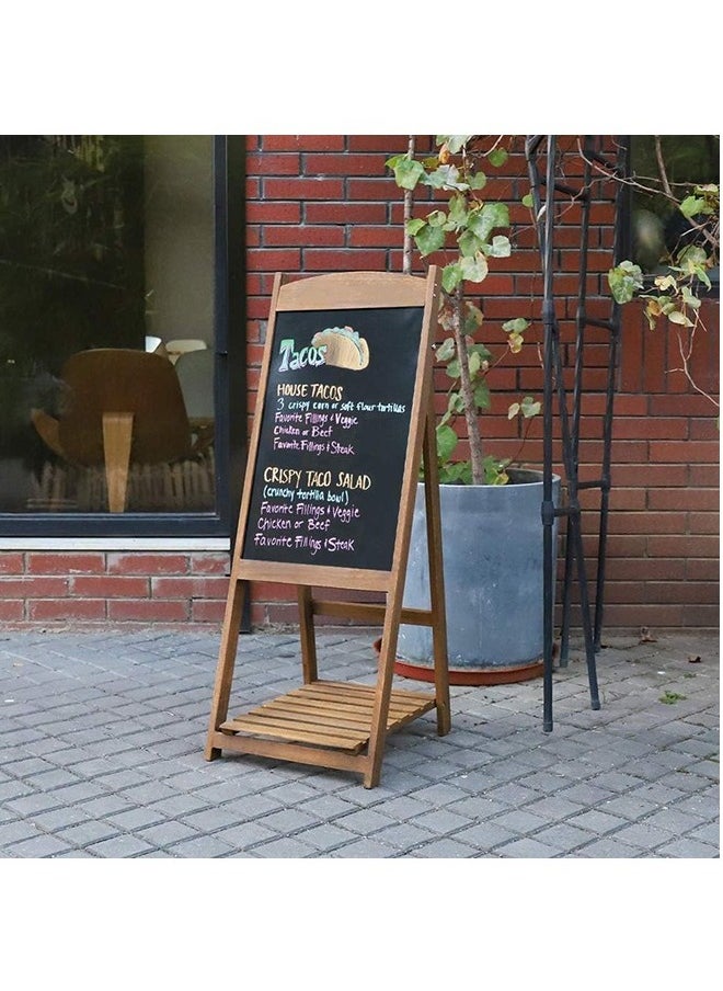 Generic - Magnetic Chalkboard Sign with Shelf Wood A Frame Chalkboard Message Chalk Board Dry Erase Blackboard with Easel Rustic Sidewalk Display for Business Restaurant Wedding Brown - Image 1