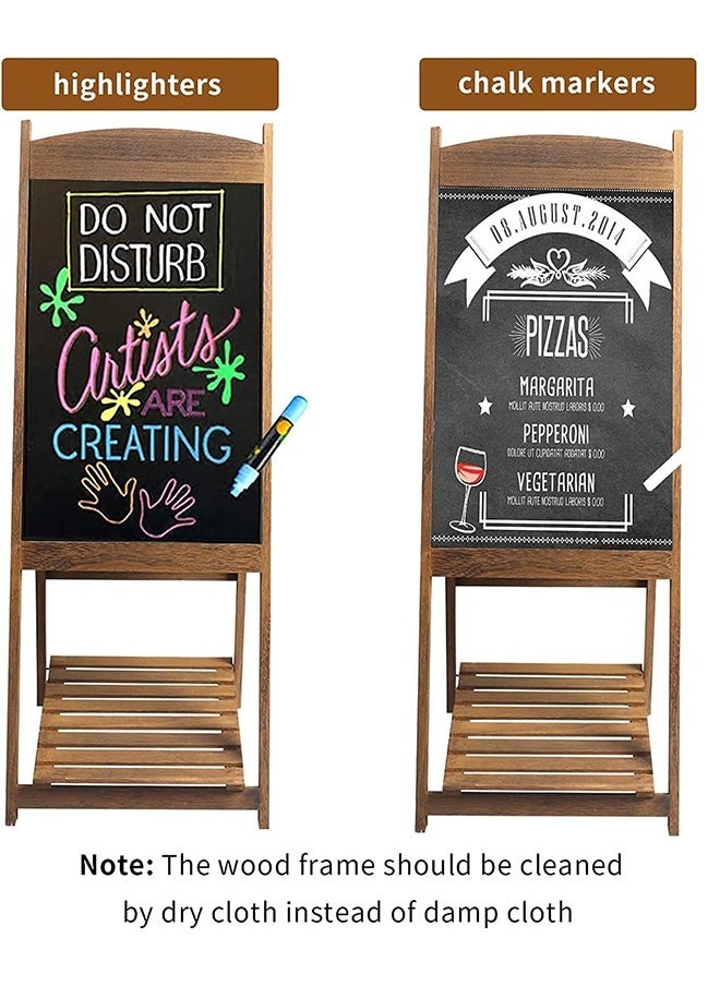 Generic - Magnetic Chalkboard Sign with Shelf Wood A Frame Chalkboard Message Chalk Board Dry Erase Blackboard with Easel Rustic Sidewalk Display for Business Restaurant Wedding Brown - Image 1