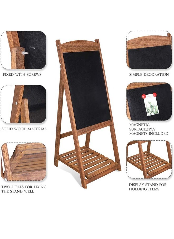 Generic - Magnetic Chalkboard Sign with Shelf Wood A Frame Chalkboard Message Chalk Board Dry Erase Blackboard with Easel Rustic Sidewalk Display for Business Restaurant Wedding Brown - Image 1