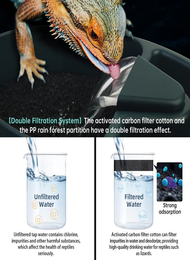 MYGIIKAKA Reptile Drinking Water Fountain Chameleon Accessories Automatic Circulation System with Trough, Bearded Dragon Cage Accessories Reptiles Habitat Waterfall for Snake/Lizard/Chameleon/Turtle - Image 3