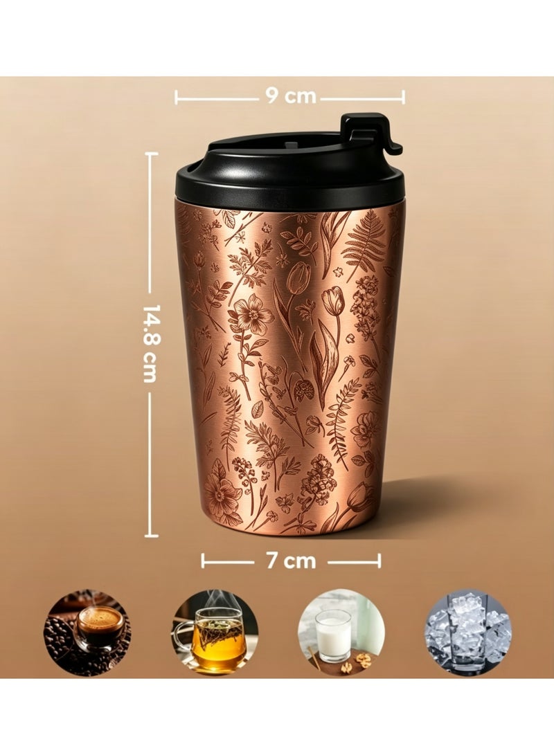 كوب قهوة مزدوج الطبقات عازل للحرارة بغطاء إغلاق كامل، تصميم مانع للانزلاق قاعدة آمنة للسيارة، سهل التنظيف لجميع أنواع المشروبات - Image 4