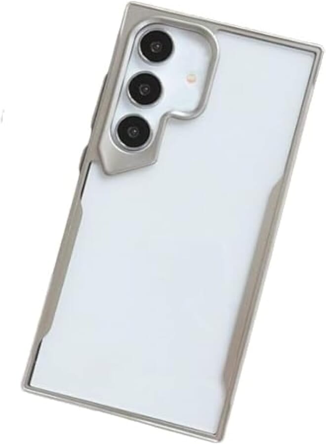 Next Store Protective Case, Sharp Phone Case Compatible with Samsung Galaxy S24 Ultra - Superior Protection with Plated Frame to Protect Phone Cover from Scratches and Bumps (Silver)