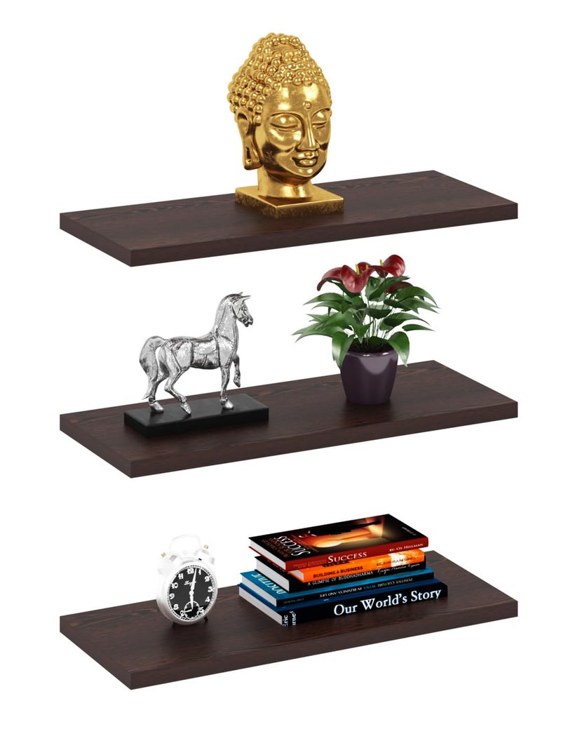 Captiver Wooden Wall Mount Decor Display Shelves Shelf Racks Tier 3 (12X30 CM,Wenge) Multipurpose Self - Image 2