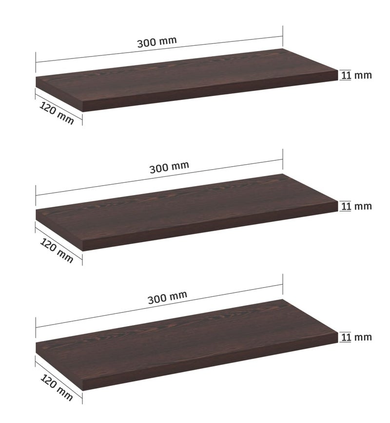 Captiver Wooden Wall Mount Decor Display Shelves Shelf Racks Tier 3 (12X30 CM,Wenge) Multipurpose Self - Image 4