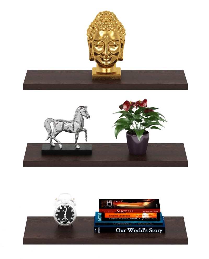 Captiver Wooden Wall Mount Decor Display Shelves Shelf Racks Tier 3 (12X30 CM,Wenge) Multipurpose Self - Image 5