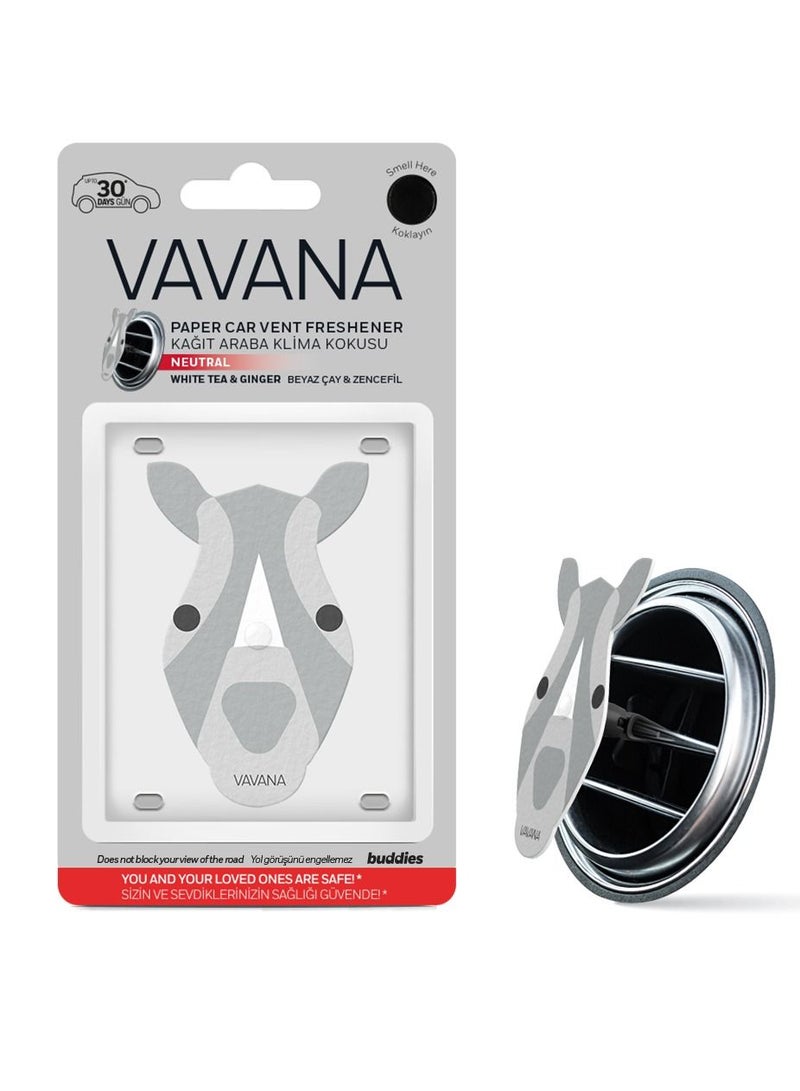 Vavana Buddies Vegan Paper Car Vent Air Freshner Neutral Rhino - Image 1