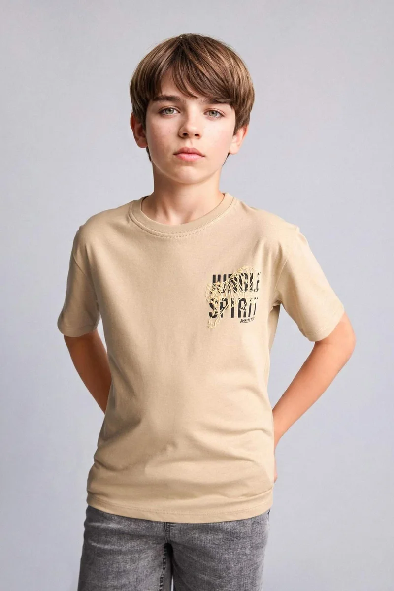 ديفاكتو Boy New Regular Fit Crew Neck Printed T-Shirt