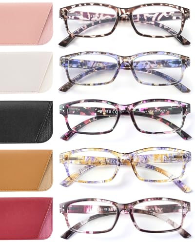 JOLISU Reading Glasses for Women Men - 5 Pack Ladies Fashion Readers Computer Eyeglasses W/Spring Hinge - Blue Light Blocking Reading Glasses Anti Eyestrain 1.5 - Image 1