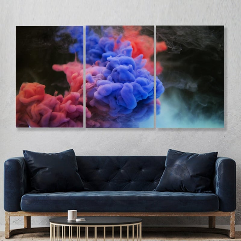 Marktna Three modern-designed canvas paintings with a hollow frame, measuring (150×70), three pieces - Image 1