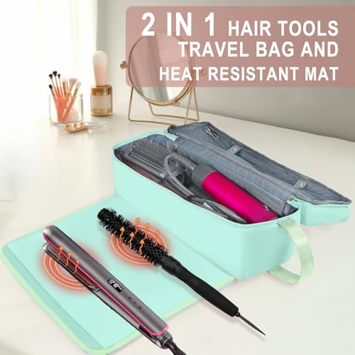 FAMOPLAY Hair Tools Travel Bag with Heat Resistant Mat Hair Styling Accessories Storage Case for Hair Dryer Flat Iron Straightener Curling Iron Haircare Accessories Travel Essentials for Women - Image 3