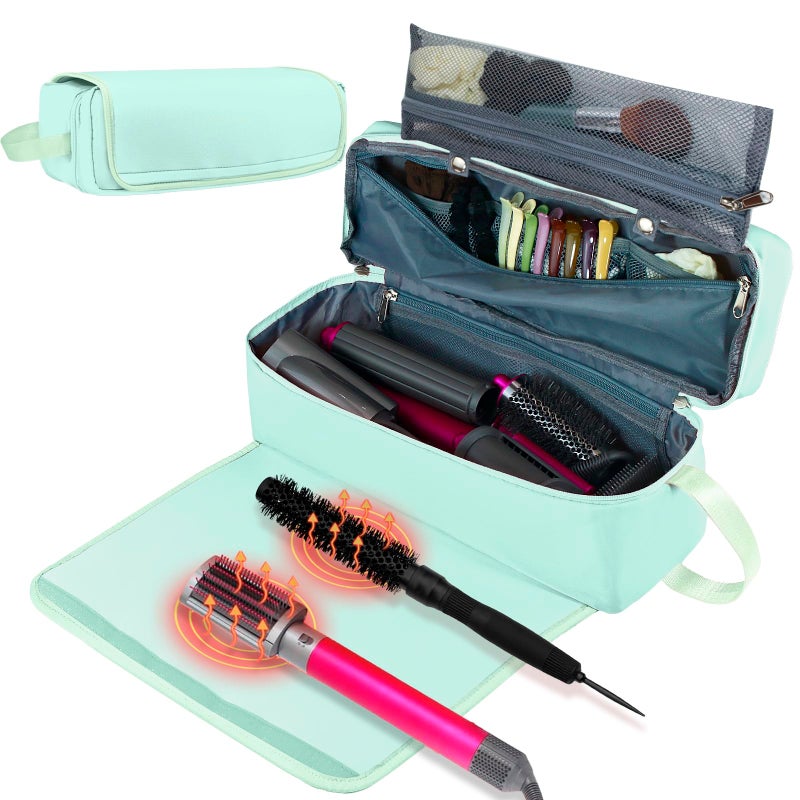 FAMOPLAY Hair Tools Travel Bag with Heat Resistant Mat Hair Styling Accessories Storage Case for Hair Dryer Flat Iron Straightener Curling Iron Haircare Accessories Travel Essentials for Women - Image 2