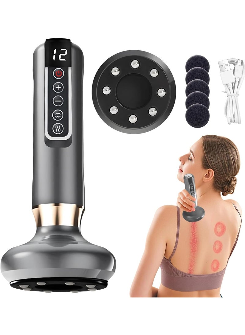 آيسيلي جهاز تدليك يدوي للسيلوليت، جهاز تدليك دهون البطن، جهاز تدليك ذكي جديد بتقنية الحجامة ذات الضغط السلبي، جهاز تدليك لاسلكي قابل لإعادة الشحن يعمل بالاهتزاز لتشكيل الجسم للذراعين والساقين والظهر للاستخدام المنزلي مع 12 وضعًا للشفط (رمادي) - Image 1