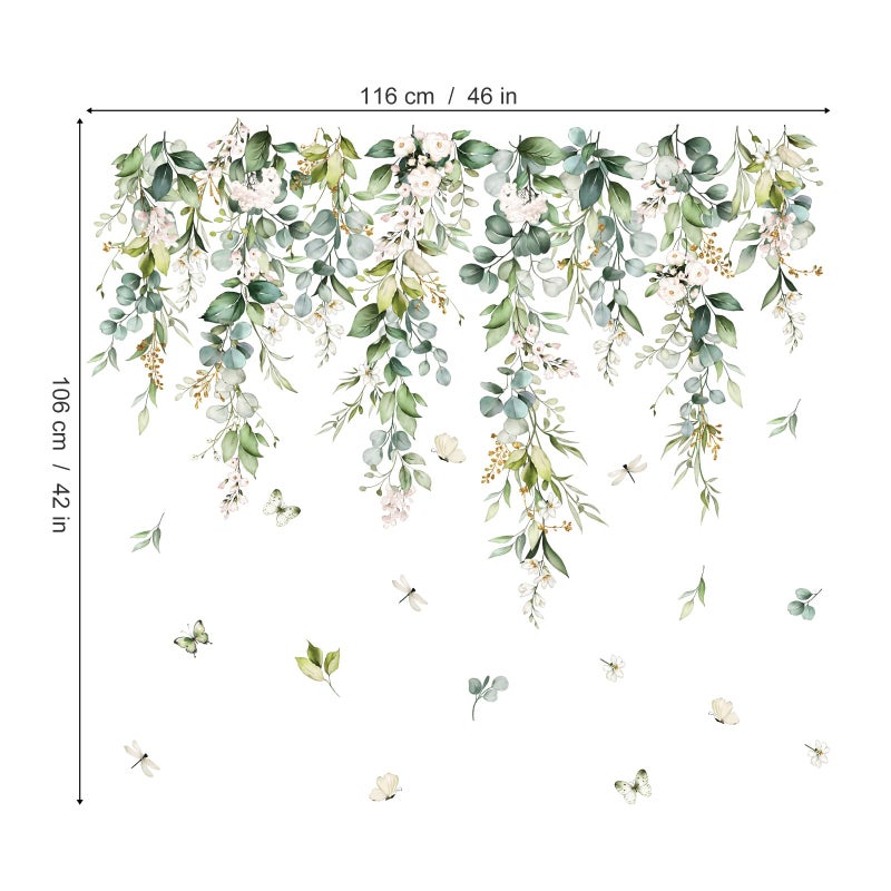wondever Hanging Green Leaves Wall Decals Hanging Vines Plants Leaves Peel and Stick Wall Art Stickers for Bedroom Living Room TV Wall - Image 5