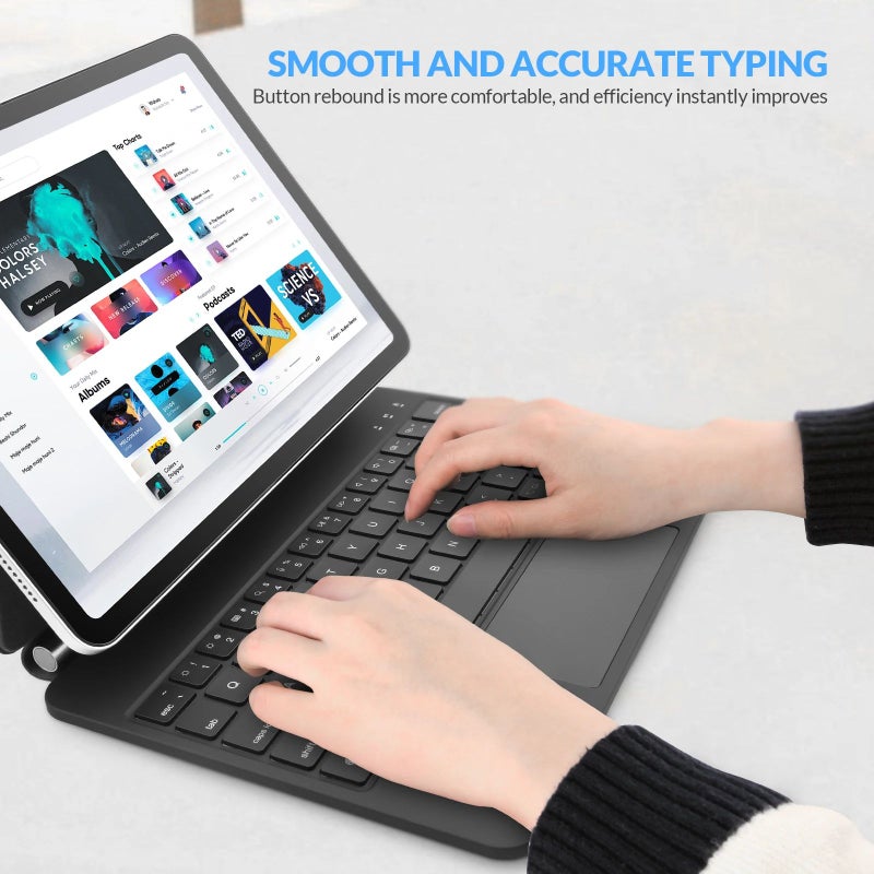Rii Hl128 Magic Backlit Keyboard Case Smart Cover, Black - Image 4