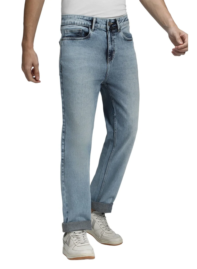 Dennis Lingo Straight Fit Indigo Men's Cotton Poly Stretch Jeans with Button & Zip Closure